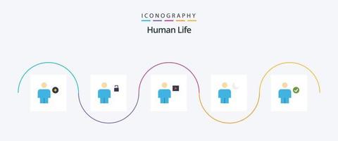 paquete de iconos de 5 planos humanos que incluye humano. avatar. candado. video. humano vector