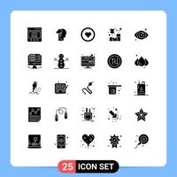 Group of 25 Solid Glyphs Signs and Symbols for medical jigsaw puzzle interface customer box Editable Vector Design Elements
