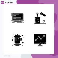 4 Universal Solid Glyph Signs Symbols of code test monoblock science hot coffee Editable Vector Design Elements