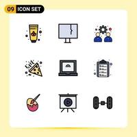 Modern Set of 9 Filledline Flat Colors and symbols such as clipboard touch management laptop party Editable Vector Design Elements