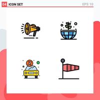 Universal Icon Symbols Group of 4 Modern Filledline Flat Colors of speaker money announcement green rent Editable Vector Design Elements