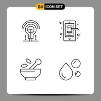 4 Line concept for Websites Mobile and Apps bulb medical hotel smartphone soup Editable Vector Design Elements