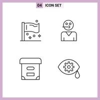 Line Pack of 4 Universal Symbols of congress supporter global people box Editable Vector Design Elements