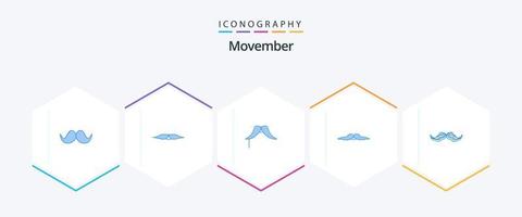 Movember 25 Blue icon pack including . vector