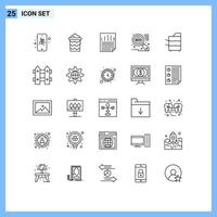 Modern Set of 25 Lines Pictograph of electronics copier data marketing search engine Editable Vector Design Elements