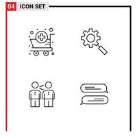 Group of 4 Filledline Flat Colors Signs and Symbols for cart agreement supplies gear cooperation Editable Vector Design Elements