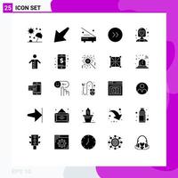 Pack of 25 Modern Solid Glyphs Signs and Symbols for Web Print Media such as consultant right devices circle hardware Editable Vector Design Elements