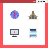 Editable Vector Line Pack of 4 Simple Flat Icons of globe monitor world christian video Editable Vector Design Elements