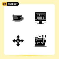 Pack of 4 creative Solid Glyphs of payment web credit card laptop map Editable Vector Design Elements