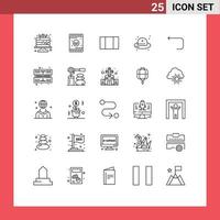 User Interface Pack of 25 Basic Lines of back loop layout arrow hat Editable Vector Design Elements