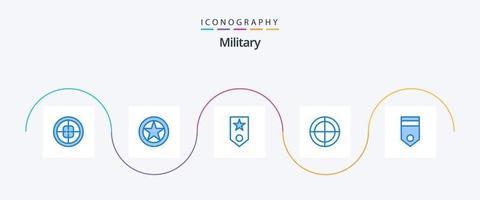 paquete de iconos azul militar 5 que incluye militares. ojo de buey rango militar. estrella. uno vector