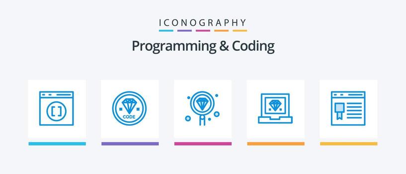 paquete de iconos azul 5 de programación y codificación que incluye desarrollo. codificación. desarrollo. buscar. desarrollo. diseño de iconos creativos vector