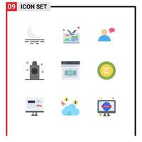 Universal Icon Symbols Group of 9 Modern Flat Colors of control business basic wash bath Editable Vector Design Elements