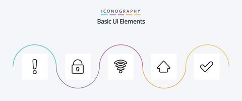 paquete de iconos de línea 5 de elementos de interfaz de usuario básicos que incluye bueno. OK. Wifi. controlar. arriba vector