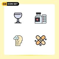 4 iconos creativos signos y símbolos modernos de vendaje de hospital médico de mente de vidrio elementos de diseño vectorial editables vector