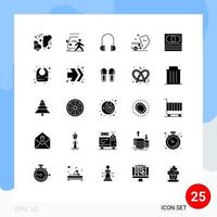 Modern Set of 25 Solid Glyphs Pictograph of cash pollution road gas air Editable Vector Design Elements