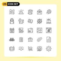 Modern Set of 25 Lines and symbols such as football mail paper graduation cap Editable Vector Design Elements