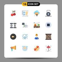 User Interface Pack of 16 Basic Flat Colors of cashless protect upload lock pad computing Editable Pack of Creative Vector Design Elements