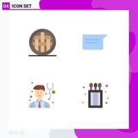 4 Thematic Vector Flat Icons and Editable Symbols of dinner doctor pie basic stethoscope Editable Vector Design Elements