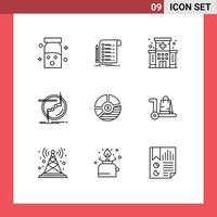 Stock Vector Icon Pack of 9 Line Signs and Symbols for wire connection checklist connect building Editable Vector Design Elements