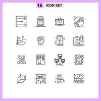 Set of 16 Vector Outlines on Grid for ball arts competer art web Editable Vector Design Elements