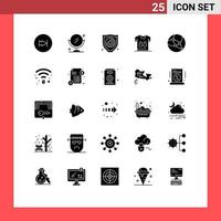 25 Universal Solid Glyphs Set for Web and Mobile Applications web internet protection player shirts Editable Vector Design Elements