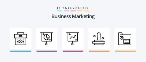 Business Marketing Line 5 Icon Pack Including presentation. business. marketing. report. document. Creative Icons Design vector