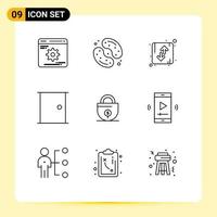 paquete de iconos de vector de stock de 9 signos y símbolos de línea para jalea de puerta de casa sido elementos de diseño de vector editables de orientación de edificios