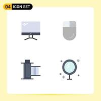 4 paquete de iconos planos de interfaz de usuario de signos y símbolos modernos de dispositivos imac de cine de computadora elementos de diseño vectorial editables de películas vector