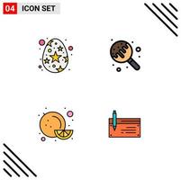Set of 4 Modern UI Icons Symbols Signs for easter fruit star egg sugar check Editable Vector Design Elements