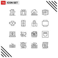 Pictogram Set of 16 Simple Outlines of islam hajj motivation online player Editable Vector Design Elements