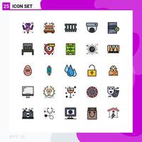 Modern Set of 25 Filled line Flat Colors Pictograph of check backup hardware approve cctv Editable Vector Design Elements