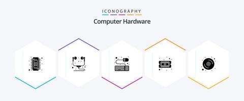 Computer Hardware 25 Glyph icon pack including disk. computer. accessories. hardware. computer vector
