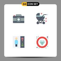 4 Flat Icon concept for Websites Mobile and Apps camera group photo buggy label Editable Vector Design Elements