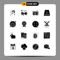 Universal Icon Symbols Group of 16 Modern Solid Glyphs of power down sun document archive Editable Vector Design Elements