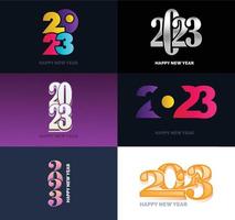 Big Collection of 2023 Happy New Year symbols Cover of business diary for 2023 with wishes vector