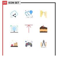 Pack of 9 creative Flat Colors of arrow gear party concept transfer Editable Vector Design Elements