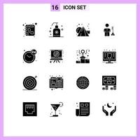 Set of 16 Modern UI Icons Symbols Signs for provider man art lock solution Editable Vector Design Elements