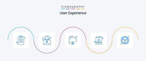 experiencia de usuario azul 5 paquete de iconos que incluye . color. Internet en la nube. interfaz. planificación vector