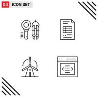 Pictogram Set of 4 Simple Filledline Flat Colors of search turbine tool business report energy Editable Vector Design Elements