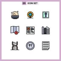 Mobile Interface Filledline Flat Color Set of 9 Pictograms of grid browser easter blog delete Editable Vector Design Elements