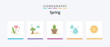 Spring Flat 5 Icon Pack Including brightness. spring. spring. droop. spring. Creative Icons Design vector