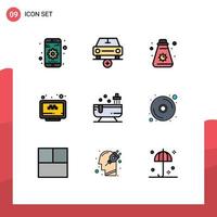 Universal Icon Symbols Group of 9 Modern Filledline Flat Colors of website taxi vehicles search camping Editable Vector Design Elements