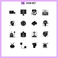 Pictogram Set of 16 Simple Solid Glyphs of homosexuality gender party feminism processor Editable Vector Design Elements