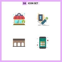 Modern Set of 4 Flat Icons and symbols such as coffee house architecture phone smartphone historic Editable Vector Design Elements