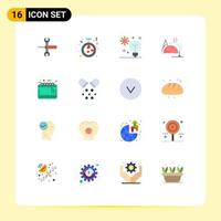 Group of 16 Modern Flat Colors Set for food hotel ring machine learning deep learning Editable Pack of Creative Vector Design Elements