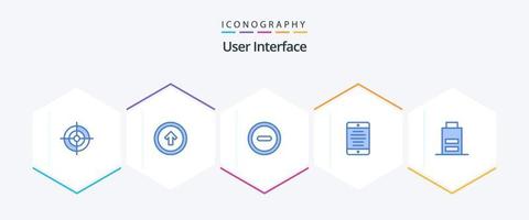 interfaz de usuario 25 paquete de iconos azules que incluye bajo. batería. interfaz. usuario. teléfono móvil vector