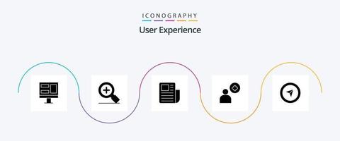 paquete de iconos de glifo 5 de experiencia de usuario que incluye . más agregar . hoja de texto vector