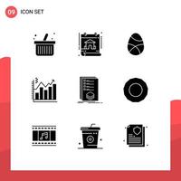 Set of 9 Vector Solid Glyphs on Grid for categories chart decoration business analysis Editable Vector Design Elements