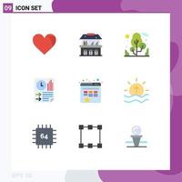 Set of 9 Commercial Flat Colors pack for website report plant paper data Editable Vector Design Elements